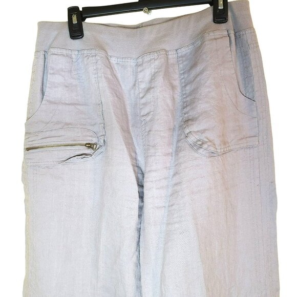 Soft Surroundings Womens LG/TALL Gray Wide Leg Elastic Waist Pull On Cargo Pants - Picture 3 of 12